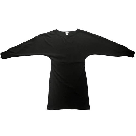 REVAMPED Bodycon Mini Dress Boatneck Dolman Sleeves Ribbed Blk Sz M - Picture 8 of 10